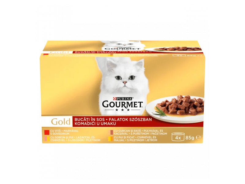 Gourmet Gold Nedves macskaeledel falatok szószban, 4 x 85 g
