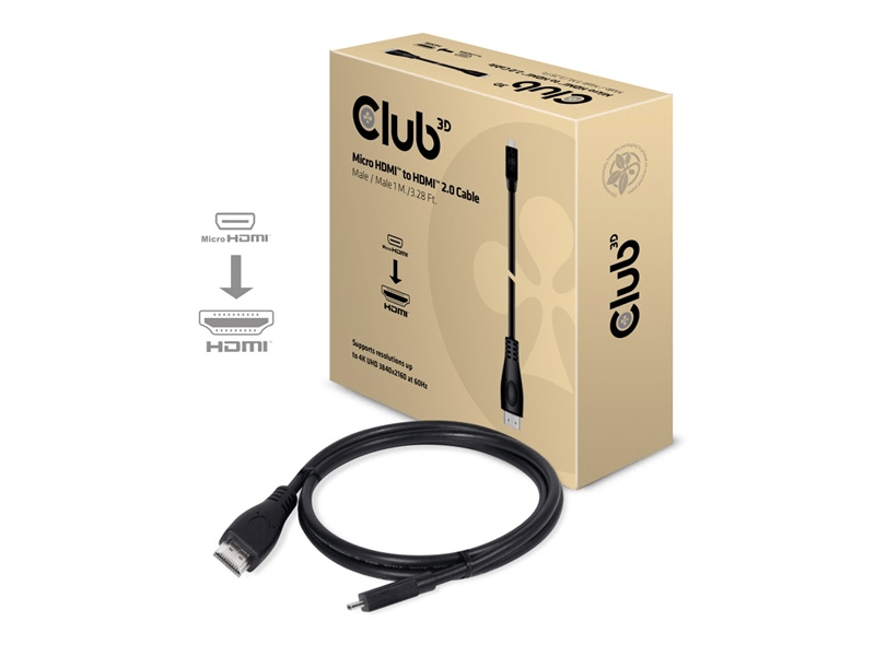 Club 3D CAC-1351 Micro HDMI - HDMI 2.0 Kábel, 1 m