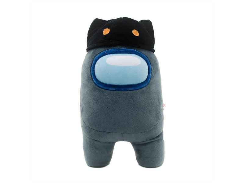 Among Us plüssfigura, 30 cm - fekete, macskafej sapkával (10918)