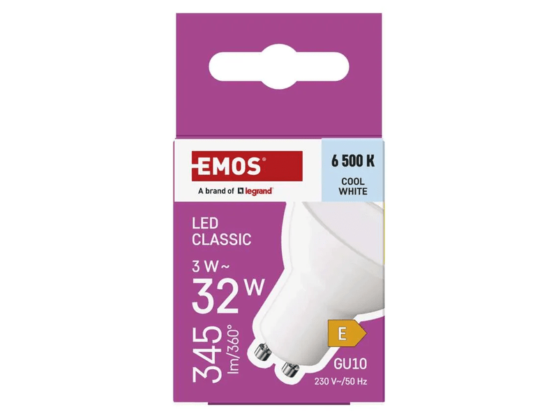 Emos ZQ8E14 Classic MR16 GU10 3 W LED izzó, fehér
