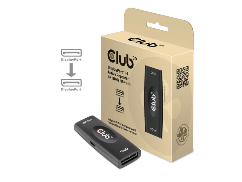 Club 3D CAC-1007 DisplayPort 1.4 4K120Hz Jelismétlő adapter