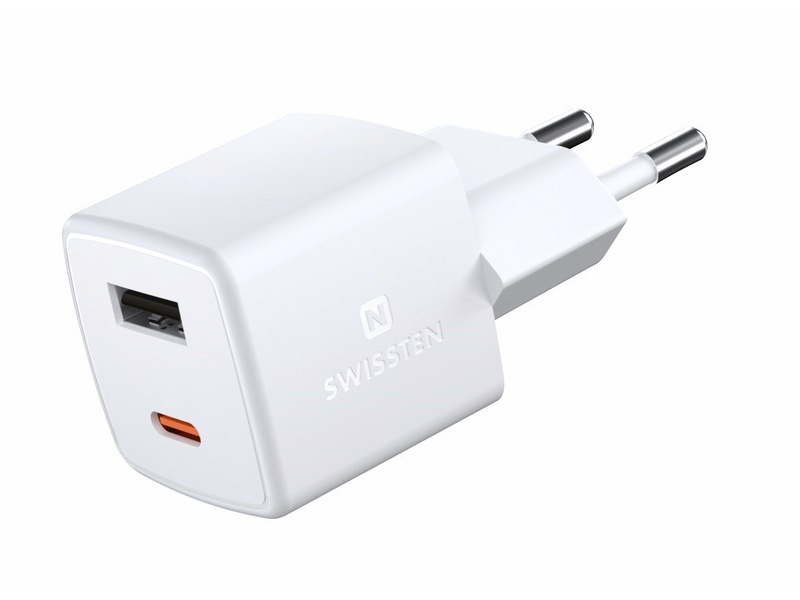 Swissten GaN mini hálózati töltőadapter, PD, 30W (22056100)