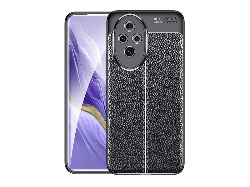 Gigapack Honor 200 Pro Bőr hatású szilikon tok, fekete (159537)