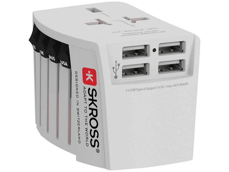 Skross Világutazó hálózati átalakító, 4xUSB (1.302961)