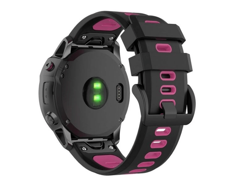 Gigapack Garmin Epix Pro/Fenix 20mm Szilikon Pótszíj, fekete/rózsaszín (149184)