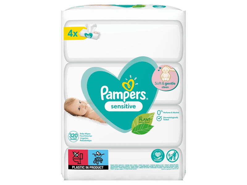 Pampers Sensitive Nedves Törlőkendő, 4 x 80 db