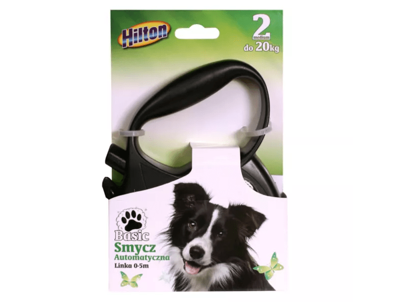 Hilton Basic 2 automata szalagos póráz, 5 m, fekete