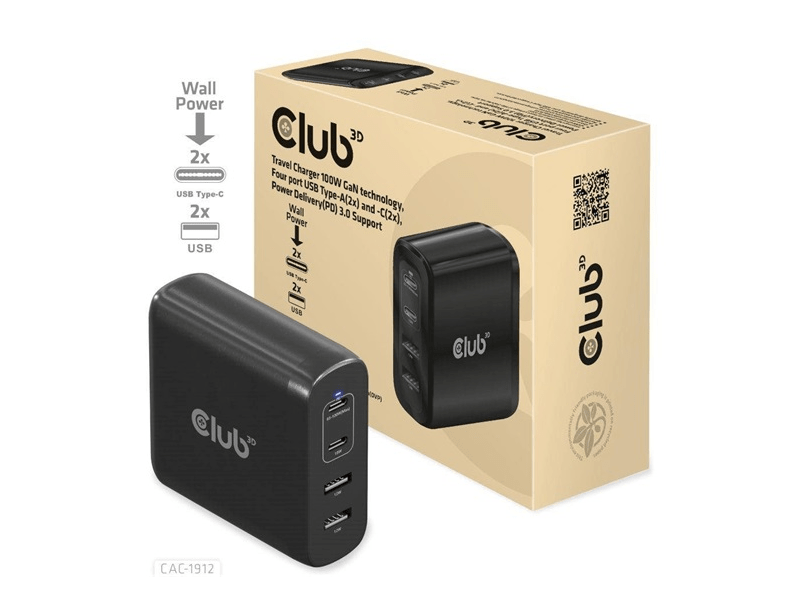 Club 3D CAC-1912EU USB-C 100W Hálózati töltő
