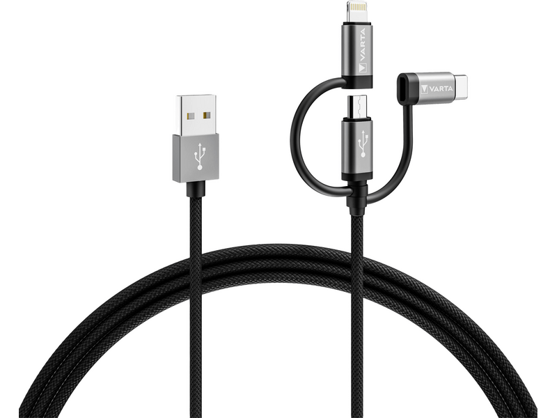 Varta 3in1 USB-A - Lightning/MicroUSB/USB-C kábel, 2 m