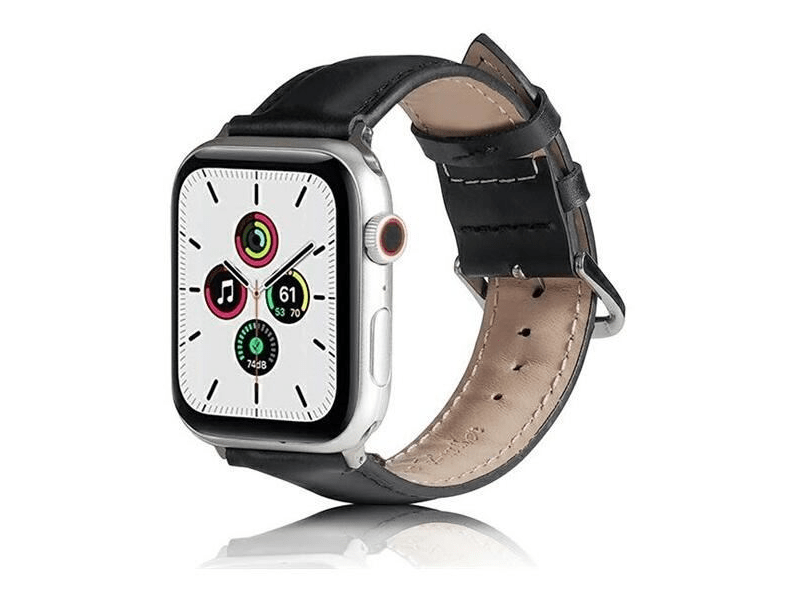 Gigapack Apple Watch Series Bőr hatású szilikon pótszíj, fekete (142789)