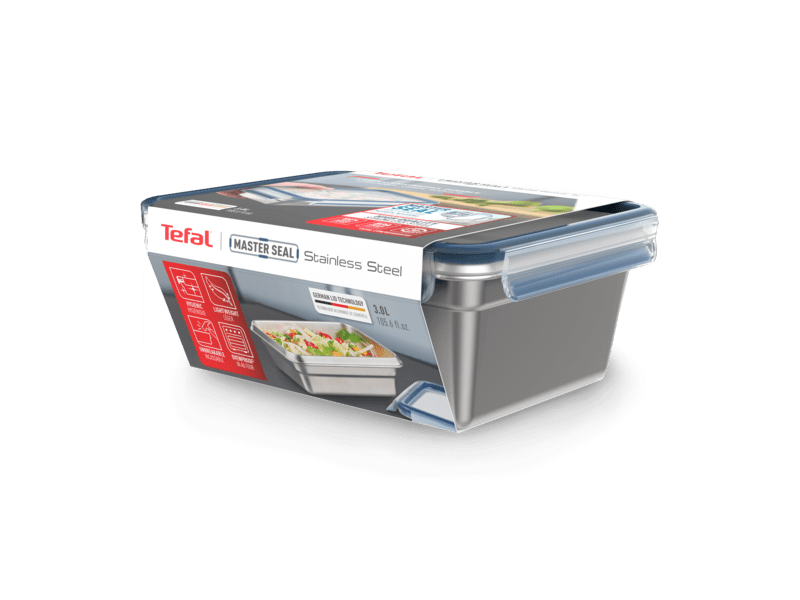 Tefal Masterseal Stainless Steel N1150710 Négyszögletű ételtároló doboz, 3 L