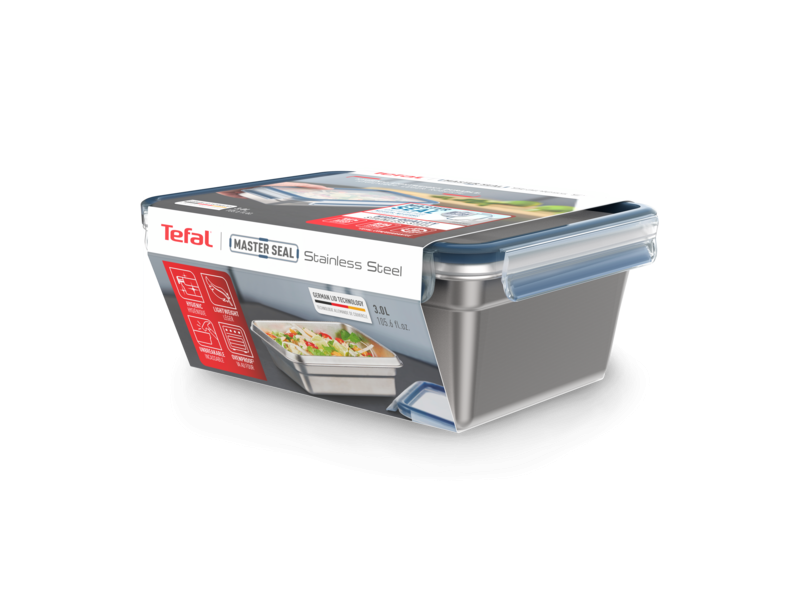 Tefal Masterseal Stainless Steel N1150710 Négyszögletű ételtároló doboz, 3 L