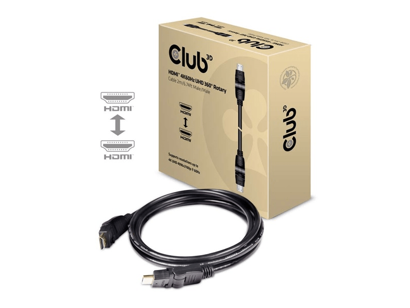 Club 3D CAC-1360 HDMI 2.0 Forgatható kábel, 2 m