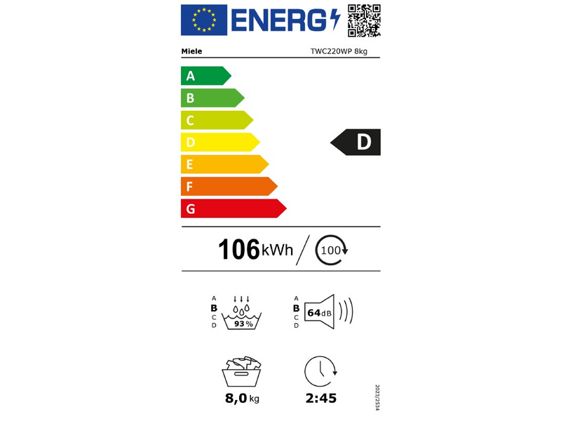 Miele TWC220WP T1 hőszivattyús szárítógép, 8 kg