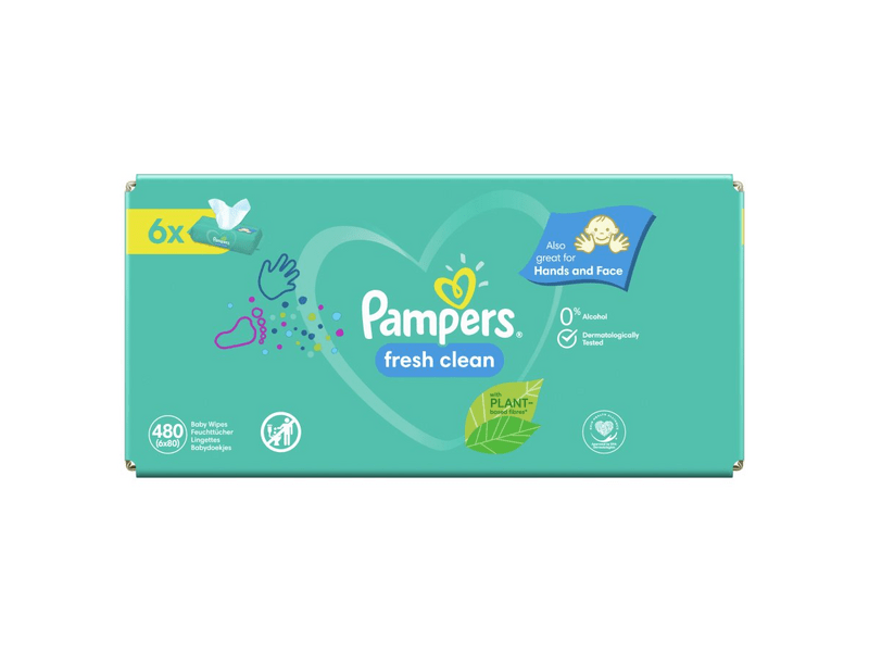 Pampers Fresh Clean törlőkendő, 6x 80 db