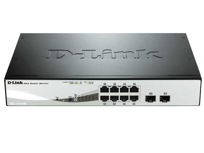 D-Link DGS-1210-08P/E 8x1000Mbps (8xPOE) + 2xGigabit SFP Switch