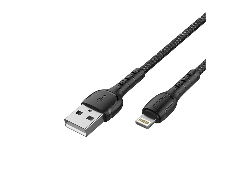 Recci RTC-N16LB 3A Lightning-USB szövet kábel, 1 m