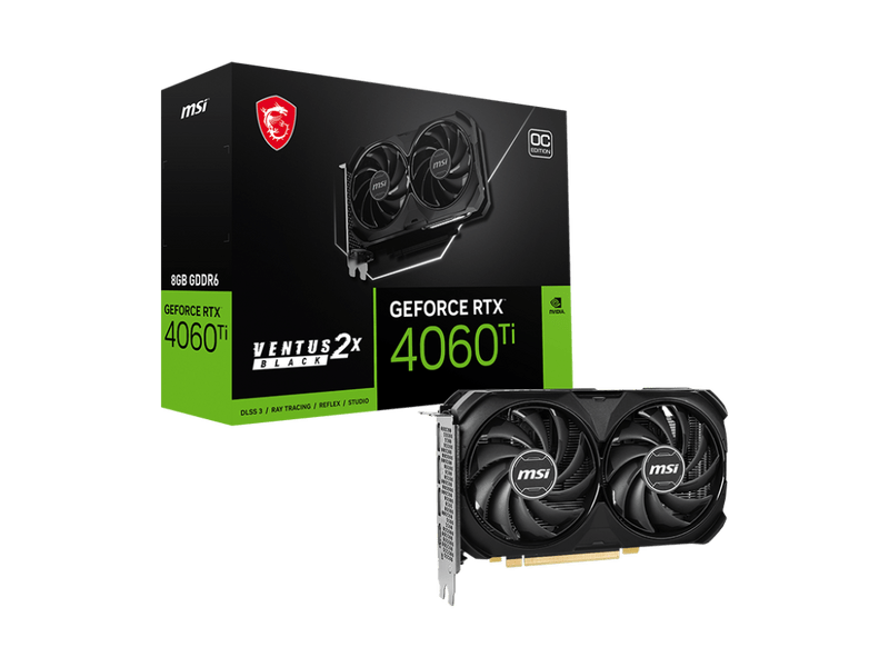 MSI GeForce RTX™ 4060 Ti VENTUS 2X BLACK 8G OC Videókártya