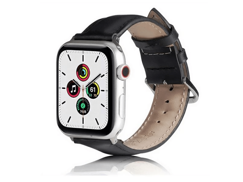 Gigapack Apple Watch Series/Ultra Bőr hatású szilikon pótszíj, fekete (142788)