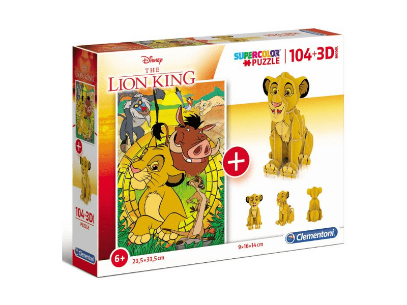 Clementoni Oroszlánkirály puzzle, 104 db + 3D modell (20158)