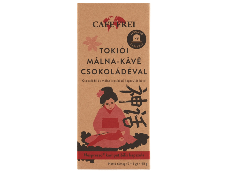 Cafe Frei Tokiói málna-kávé csokoládéval Nespresso kávékapszula, 9 db