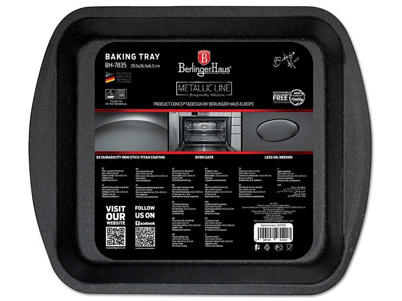 Berlinger BH-7835 Tepsi, 29,5 x 26,5 cm, burgundi