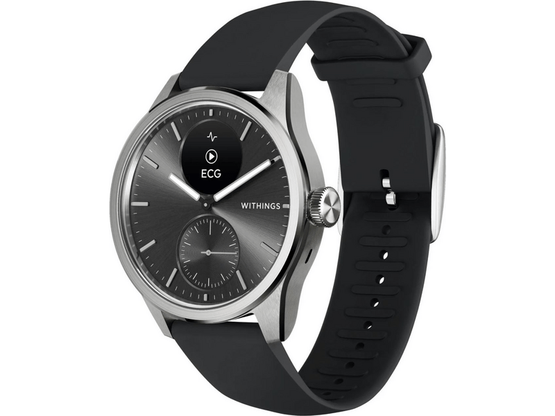 Withings ScanWatch 2 Okosóra, 42 mm, rozsdamentes acél tok, fekete