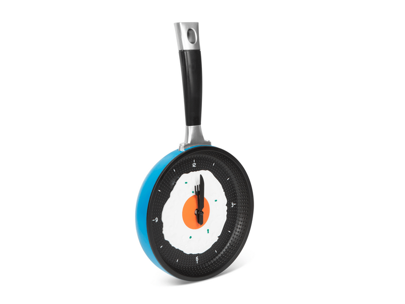 Konyhai serpenyő falióra tükörtojással, kék (W1060A)