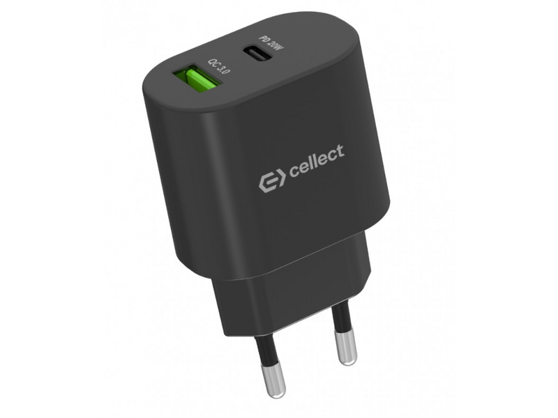Cellect 20W USB-A/USB-C Hálózati gyorstöltő adapter (MTCB-PD20WNE-BK)