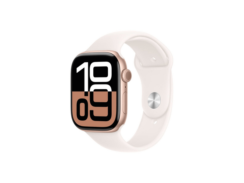 Apple Watch Series 10 GPS 46 mm rozéarany alumíniumtok, rózsaszín sportszíj, S/M (MWWT3QH/A)