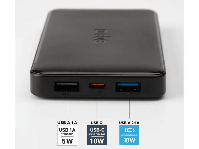 SBS 10000mAh 2xUSB-A + USB-C Powerbank, crna (TTBB10000FASTK)