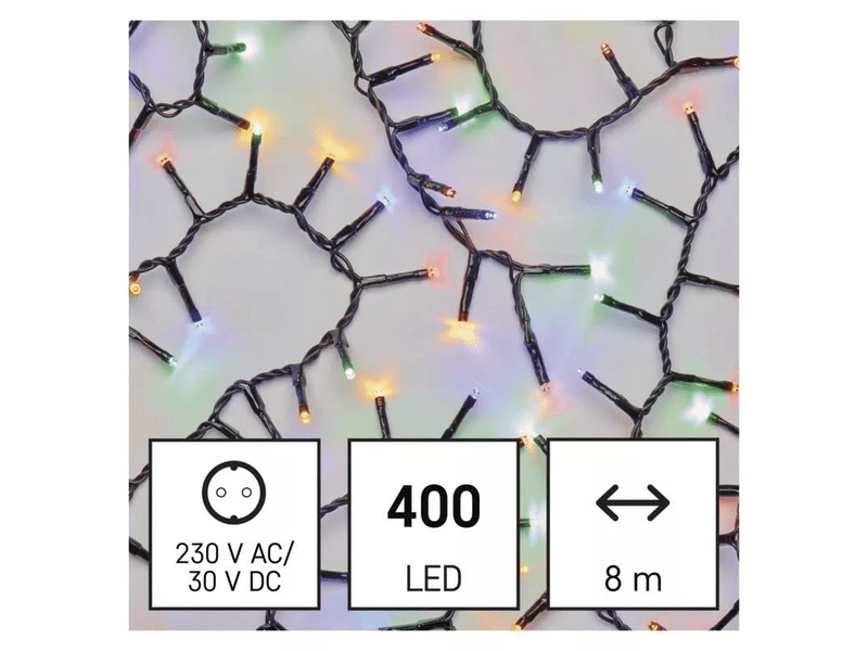 EMOS LED karácsonyi fényfüzér süni, 8 m, színes (D4BM02)