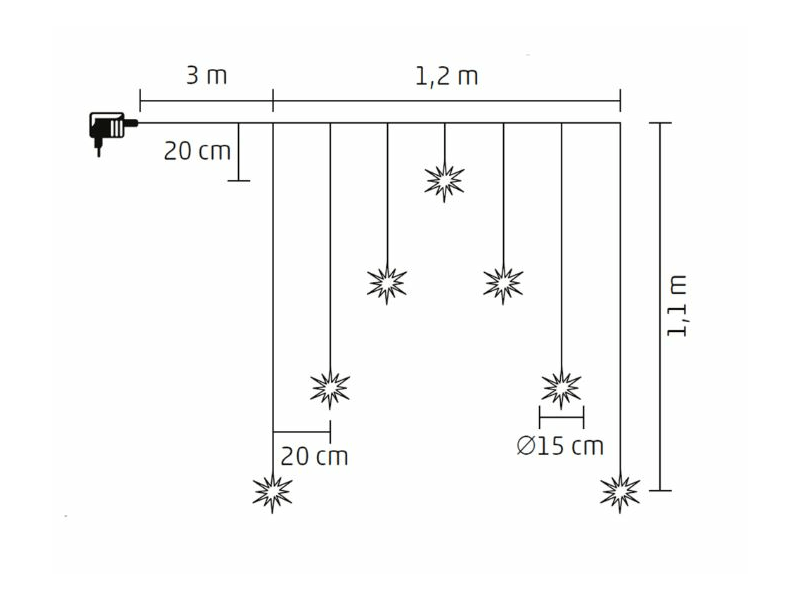 LED fényfüggöny, akril hópehely