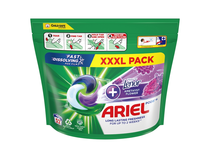 Ariel All-in-1 PODS +Touch of Lenor Amethyst Flower mosókapszula, 52 db