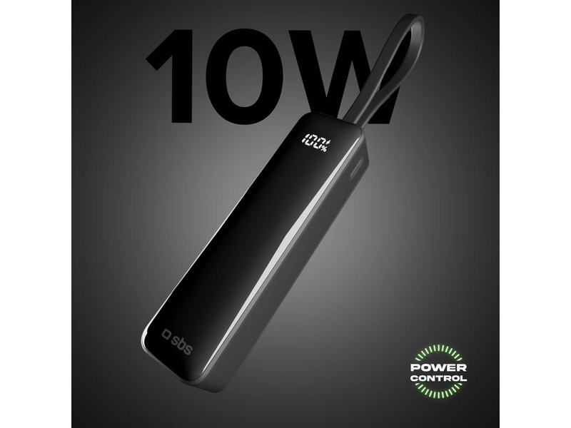 SBS 5000mAh LCD USB-C  powerbank, crna (TEBB5000LCDTCK)