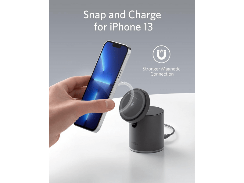 Anker PowerWave Mag-Go 2in1 Vezeték nélküli töltő, kék (B2568331)