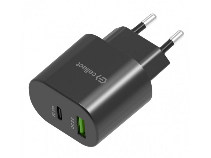 Cellect 30W USB-A/USB-C Hálózati gyorstöltő adapter (MTCB-PD30WNE-BK)