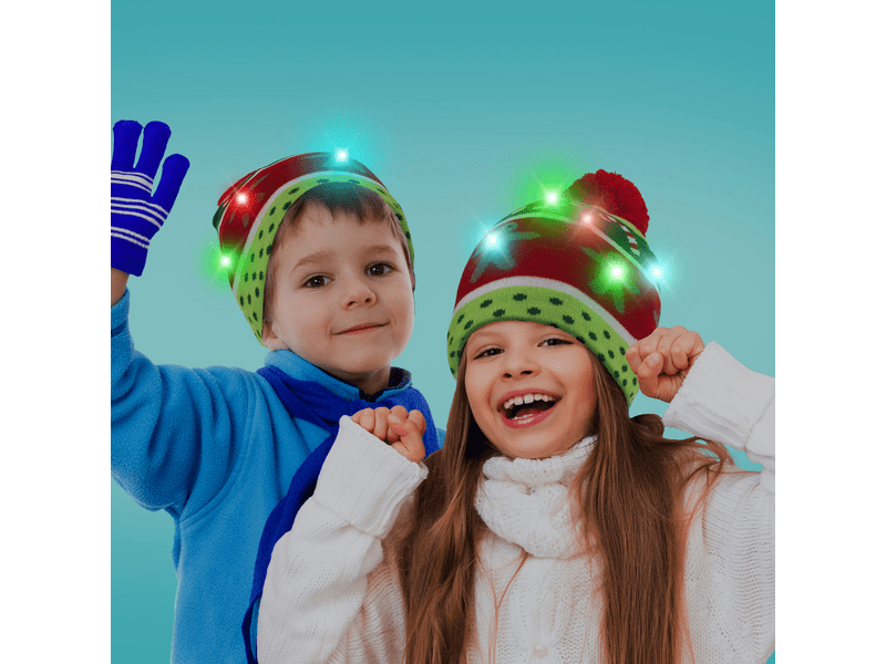 Family 58666A LED-es Karácsonyi sapka bojttal, zöld