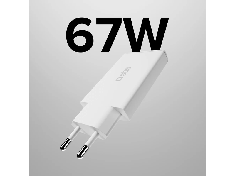 SBS ExtraSlim GaN PD 67W USB-C punjač, bijeli (TETRGAN2C70SLIM)