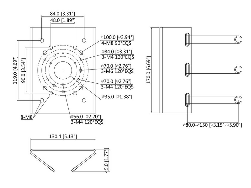 Dahua PFA150-V2 Oszlop rögzítő adapter