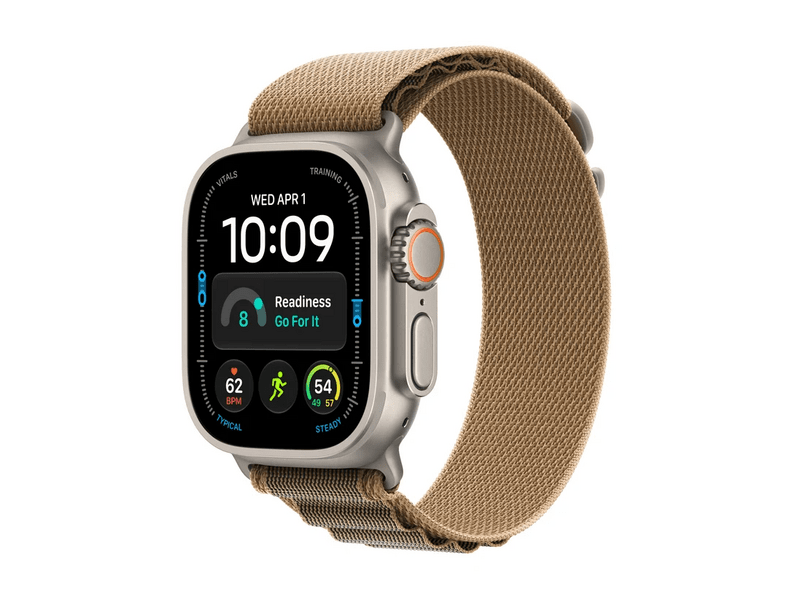 Apple Watch Ultra 4, Natúr titán tok, Sivatagszín alpesi pánt, S (MJAE4QH/A)