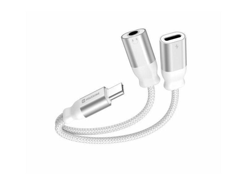 Swissten USB-C - USB-C/AUX Audio és töltőadapter (73502304)
