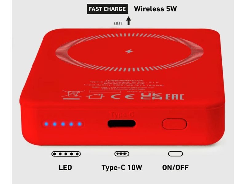SBS PowerBank 5000mAh 10W piros