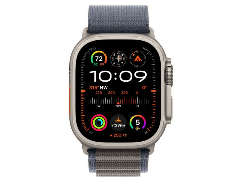 Apple Watch Ultra 2 GPS + Cellular, 49 mm titántok, kék alpesi pánt, S (MREK3CM/A)