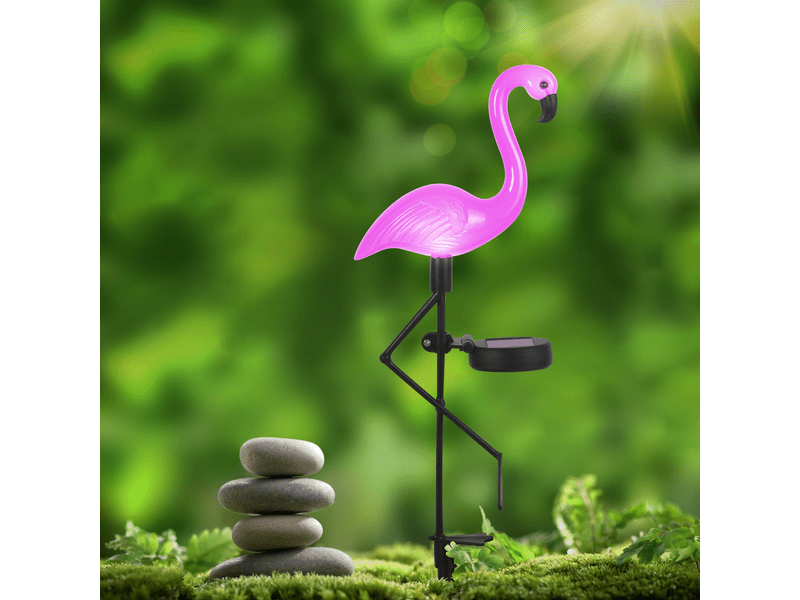 Family 11270 LED-es leszúrható szolárlámpa, flamingó