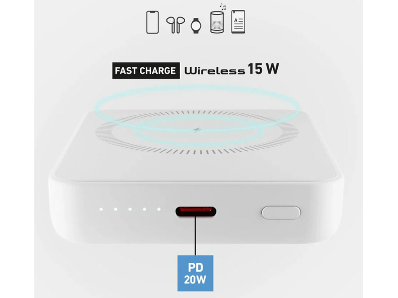 SBS MiniMag PowerBank 5000mAh 15W fehér