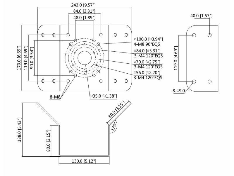 Dahua Sarok rőgztő adapter,alumínium