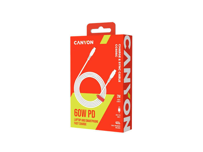 Canyon CNS-CC60SC20W USB-C - USB-C kábel, 2 m