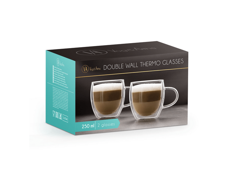 Vog & Arths 57176B Duplafalú cappuccino üvegpohár, 250 ml - 2 db