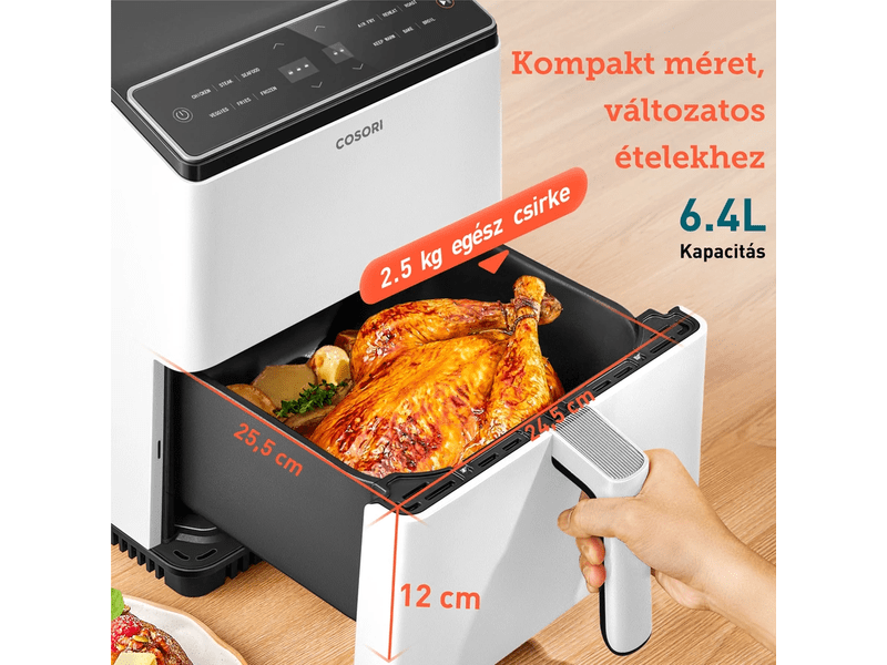 DualBlaze Airfryer, 6.4L, fehér